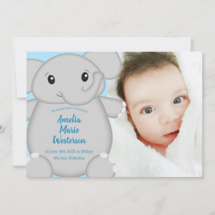 Blue Elephant Baby Dusche Einladung