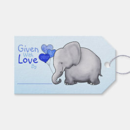 Blue Elephant Baby Dusche gegeben mit Liebe Gesche Geschenkanhänger