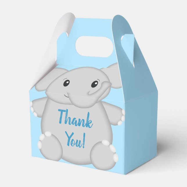Blue Elephant Baby Dusche Geschenkschachtel (Vorderseite)