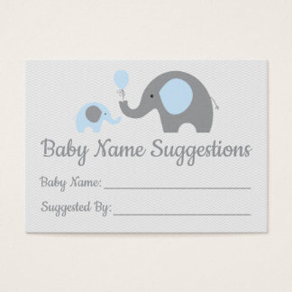 Blue Elephant Baby Dusche Name Hinweis Karte
