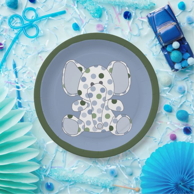 Blue Elephant Baby Dusche Pappteller (Party)