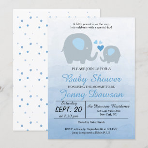 Blue Elephant Baby Dusche Party Einladung