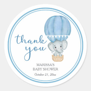 Blue Elephant Baby Dusche Runder Aufkleber