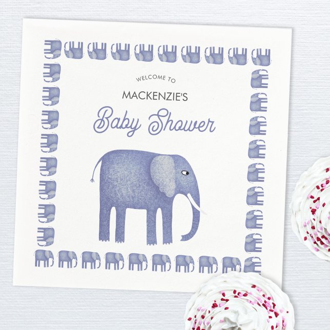 Blue Elephant Baby Dusche Serviette (Blue elephant baby shower napkin)