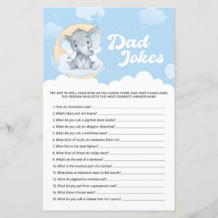Blue Elephant Baby Dusche Vater Jokes Game