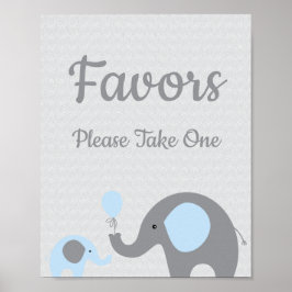 Blue Elephant Baby Duschfavoriten ein Zeichen nehm Poster