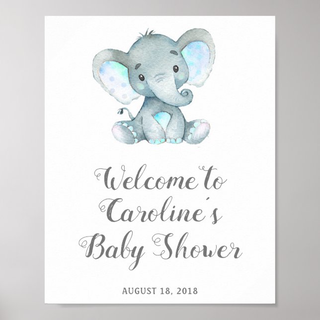 Blue Elephant Baby Duschgel, Safari Baby Dusche Poster (Vorne)