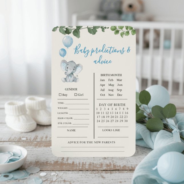 Blue Elephant Baby Predictions and Advice Card (Von Creator hochgeladen)