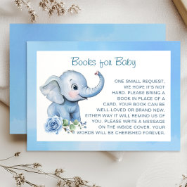 Blue Elephant Baby Showbook Request Card - Niedlic Begleitkarte