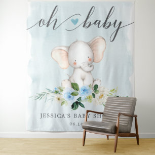 Blue Elephant Baby Shower Banner Foto Hintergrund Wandteppich
