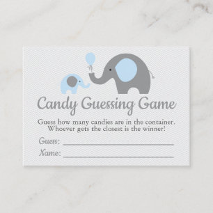 Blue Elephant Baby Shower Candy Guessing Game Visitenkarte
