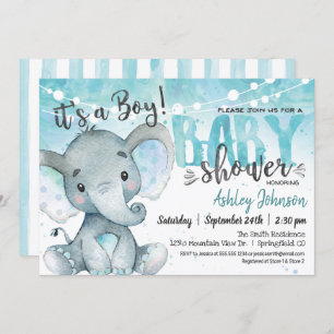 Blue Elephant Baby Shower Einladung, Junge Einladung