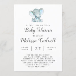 Blue Elephant Baby Shower Einladung, Junge Einladung