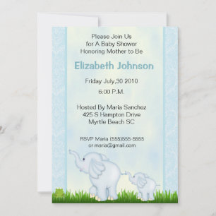 Blue Elephant Baby Shower Einladungen