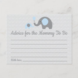 Blue Elephant Baby Shower Ratschläge für Mama Card Postkarte