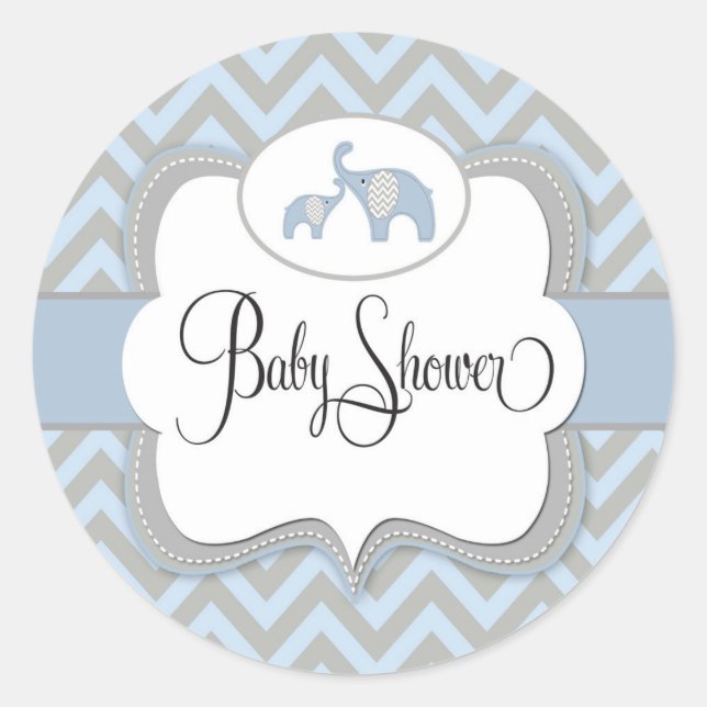 Blue Elephant Baby Shower Sticker (Vorderseite)