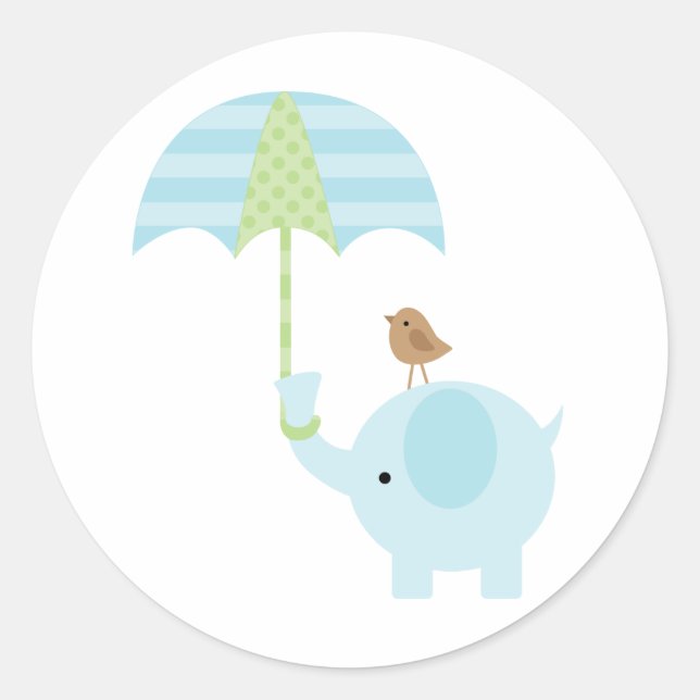 Blue Elephant Baby Shower Stickers (Vorderseite)
