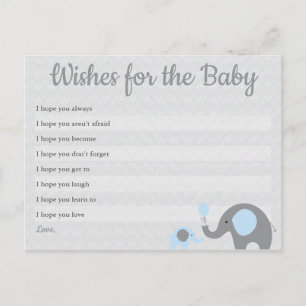 Blue Elephant Baby Shower Wishes for Baby Cards Postkarte