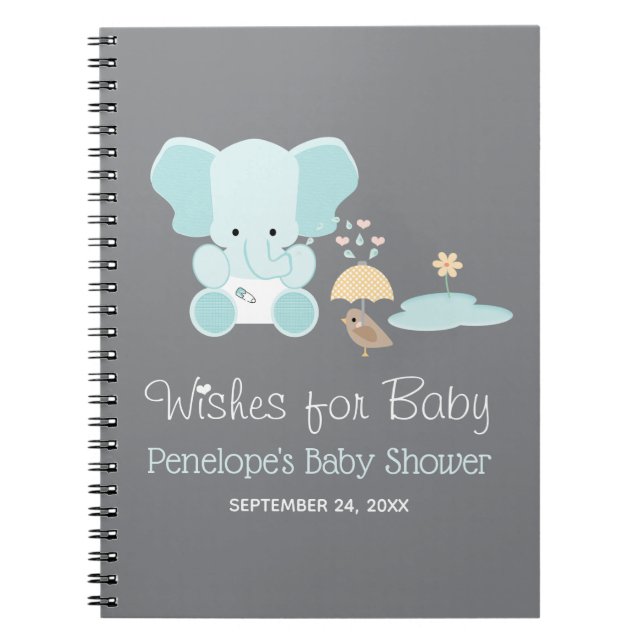 Blue Elephant Baby ShowNotebook Notizblock (Vorderseite)