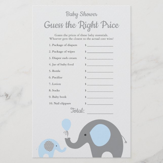 Blue Elephant Baby Showpreis ist das richtige Spie Flyer (Vorne)