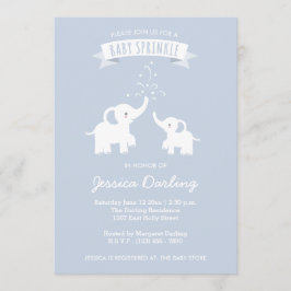 Blue Elephant Baby "Sprinkle" Dusche Einladung