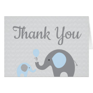 Blue Elephant Babydusche Danke geklappte Karte