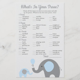 Blue Elephant Babydusche Was in Ihrer Handtasche s Flyer