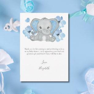 Blue Elephant Balloon Blume Baby Boy Baby Dusche Dankeskarte