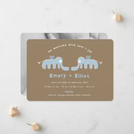 Blue Elephant Bow Krawatte Baby Boy Birth Ankündig Ankündigung