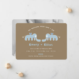 Blue Elephant Bow Krawatte Baby Boy Birth Ankündig Ankündigung