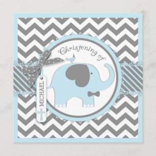 Blue Elephant Bow Krawatte Zickzack Print Christin Einladung