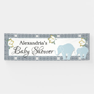 Blue Elephant Boy Baby Dusche Banner