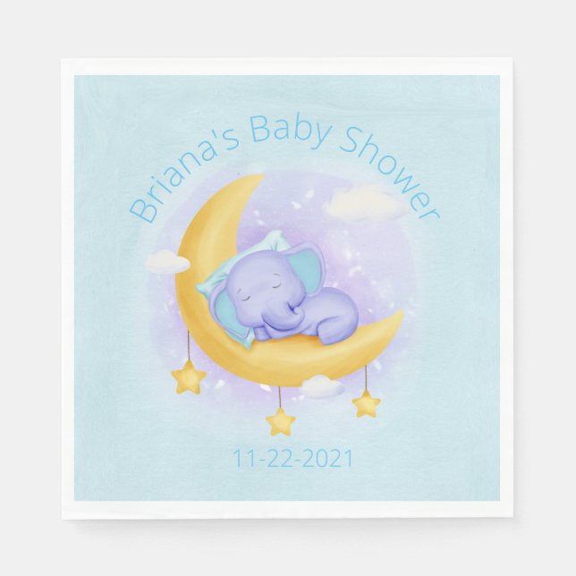 Blue Elephant Boy Baby Dusche Serviette (Vorderseite)