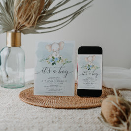 Blue Elephant Boy Baby Shower Einladungskarte Einladung