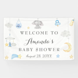 Blue Elephant Boy Baby Stuff Babydusche Hintergrun Banner