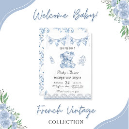 Blue Elephant Chinoiserie-Baby Dusche Einladung