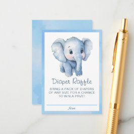 Blue Elephant Diaper Raffle Card - Niedliche Wasse Begleitkarte