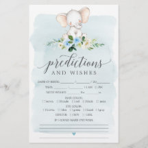 Blue Elephant Double Sided Baby Shower Games