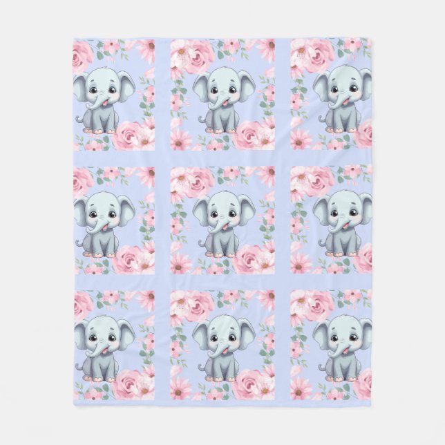 Blue Elephant Fleece Blanket (Vorderseite)