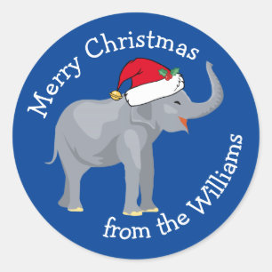 Blue Elephant Funny Custom Weihnachtsgeschenk Runder Aufkleber