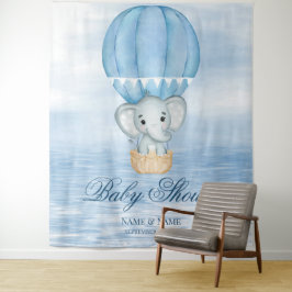 Blue Elephant Hot Air Ballon Hintergrund Wandteppich