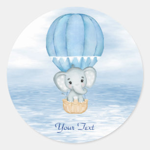 Blue Elephant Hot Air Ballon Sticker