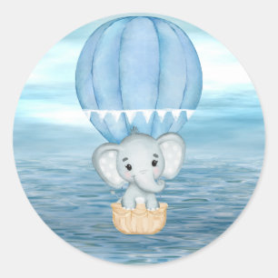 Blue Elephant Hot Air Ballon Sticker