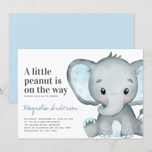 Blue Elephant Little Peanut Baby Dusche Einladung