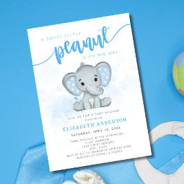 Blue Elephant Little Peanut Boy Baby Dusche Einladung