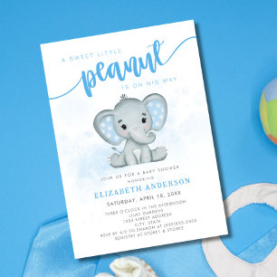 Blue Elephant Little Peanut Boy Baby Dusche Einladung