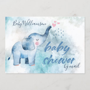 Blue Elephant Long Distance Baby Dusche per Mail Einladung