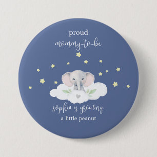 Blue Elephant Mommy to Be Baby Shower Button