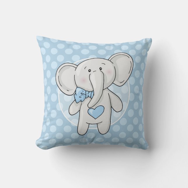 Blue Elephant - Niedliches Baby Boys Room Kinderzi Kissen (Vorderseite)