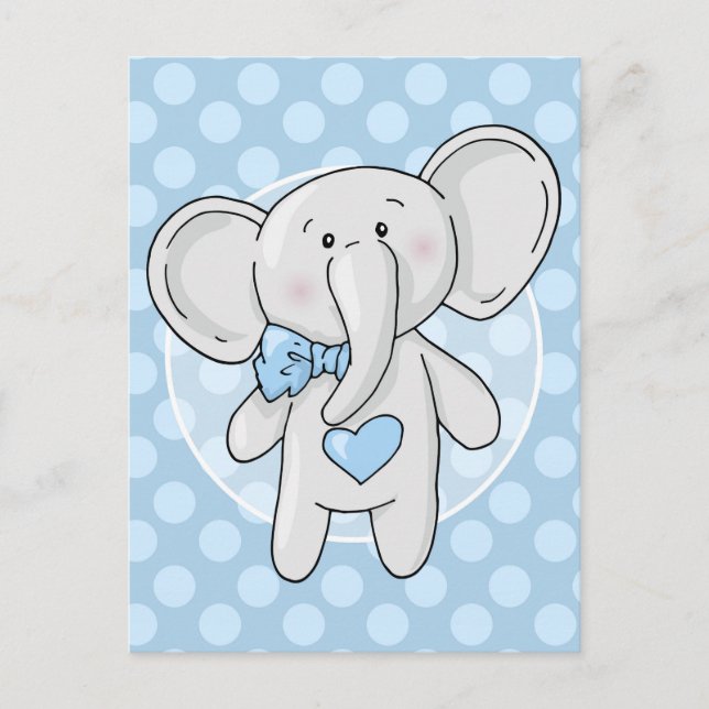 Blue Elephant - Niedliches Baby Boys Room Kinderzi Postkarte (Vorderseite)